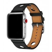 Кожаный браслет Hermes 3 для Apple Watch 42/44мм (черный)