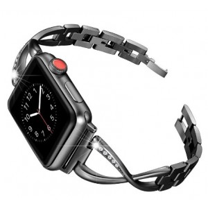Металлический браслет для Apple Watch 42/44mm Diamond Strap (черный)