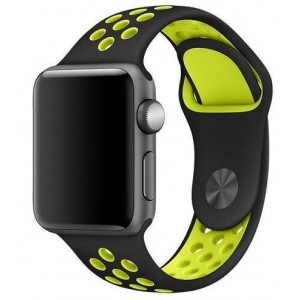 Спортивный ремешок Nike для Apple Watch 42/44mm (Black Yellow)