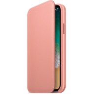 Чехол-книга Leather Folio для iPhone X (розовый)
