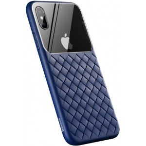 Чехол Baseus для iPhone XS Glass & Weaving (синий)