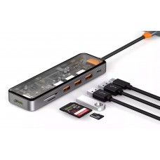 USB-C Хаб WiWU CB007 7in1 USB-C/USB3.0*3/SD/TF3.0/HDMI/PD (серый)