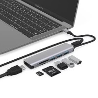 USB-C Хаб WiWu Alpha A731HC 3XUSB3.0/TF/SD/HDMI/PD (серый)